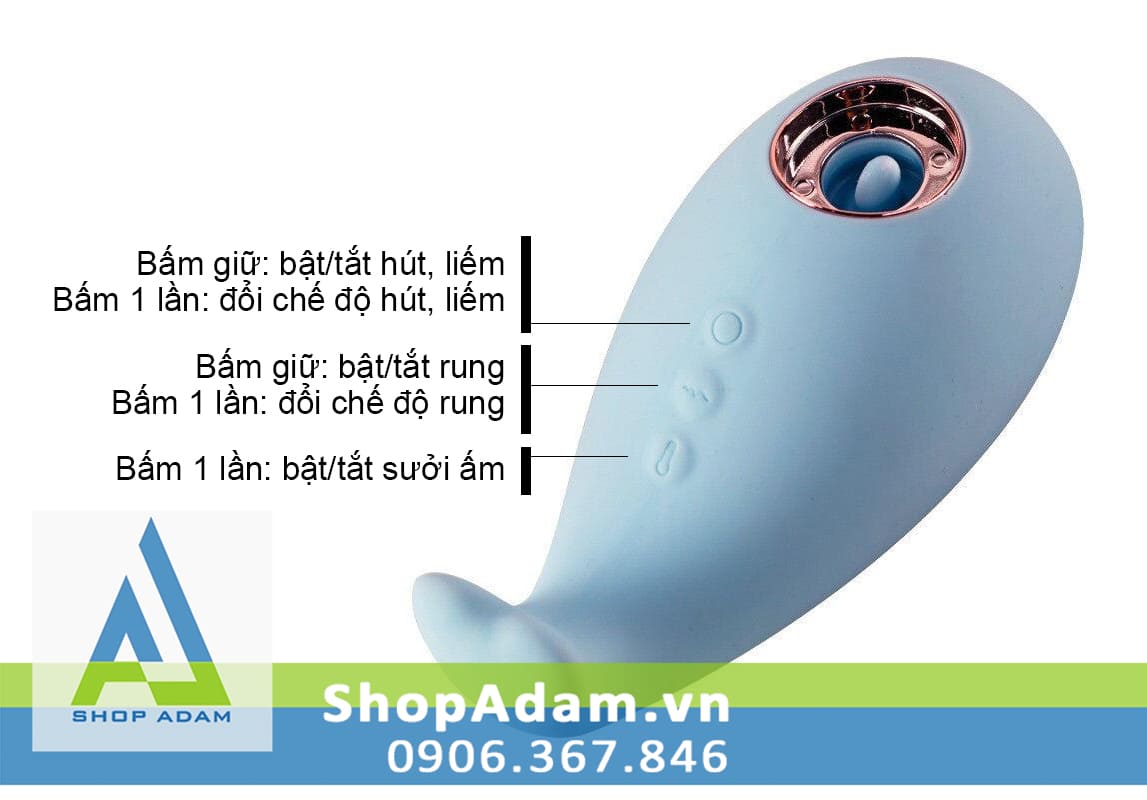 Máy rung hút liếm vùng kín có sưởi ấm Svakom Tantan Whale Pro