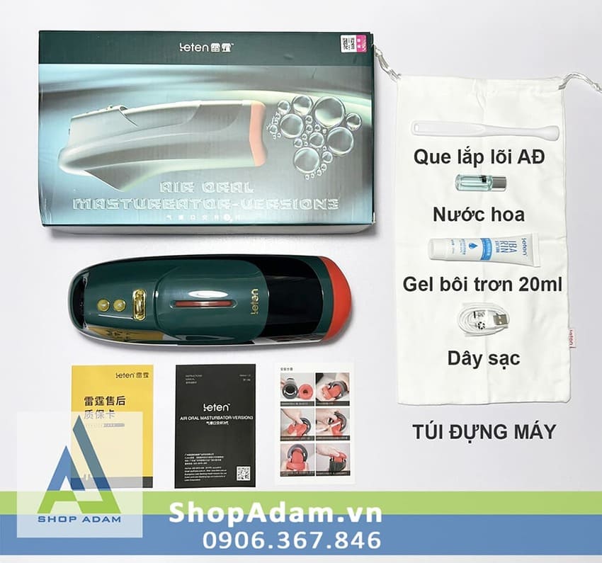 Máy tự sướng nam thụt co bóp có sưởi ấm Leten Air Oral Version 3