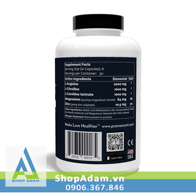 Promescent Vita Flux thuốc uống thảo dược tăng cường sinh lực cho nam giới (Lọ 180 viên) - Mỹ
