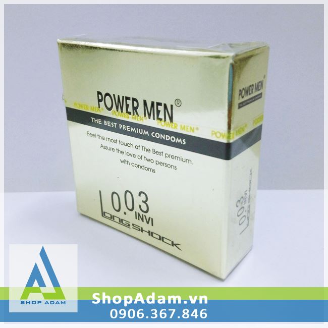 Bao cao su Power Men 0.03 Invi Longshock siêu mỏng chống xuất tinh sớm