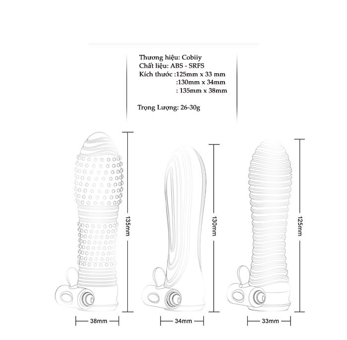 Kích thước bao cao su đôn dên rung Cobiiy 